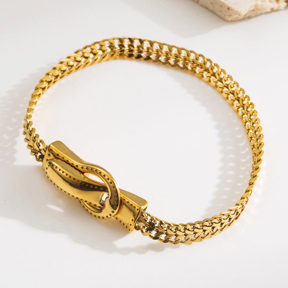 Wholesale Light Luxury Design Sense Magnetic Buckle Titanium Steel Personality Trend Snake Bone Chain Temperament Versatile High Sense Bracelet